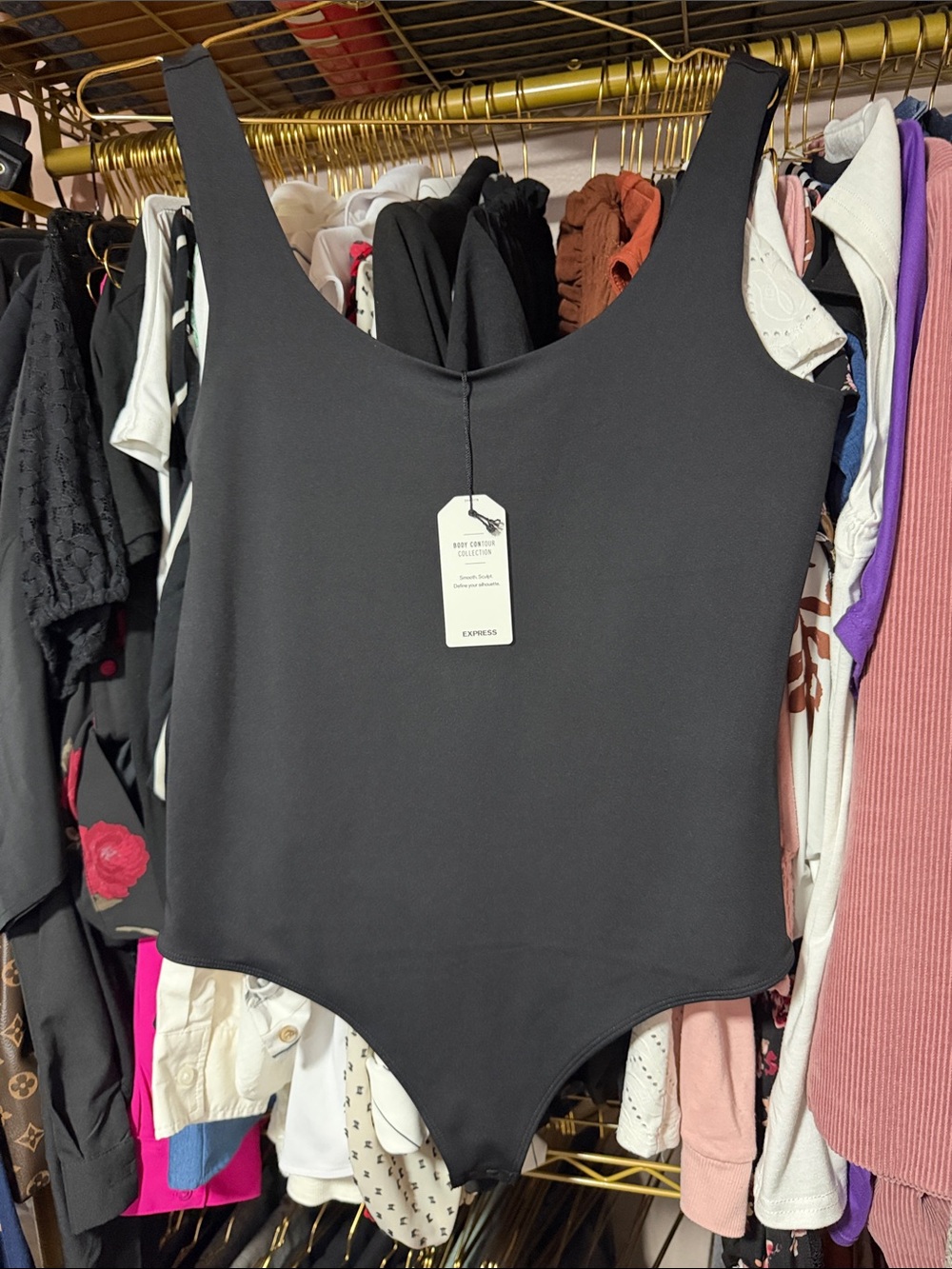 Express Black Scoop Neck Tank Bodysuit